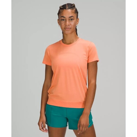 LULULEMON Swiftly Breathe Golden Apricot Orange Short Sleeve T-Shirt, Size 4 - Picture 1 of 16